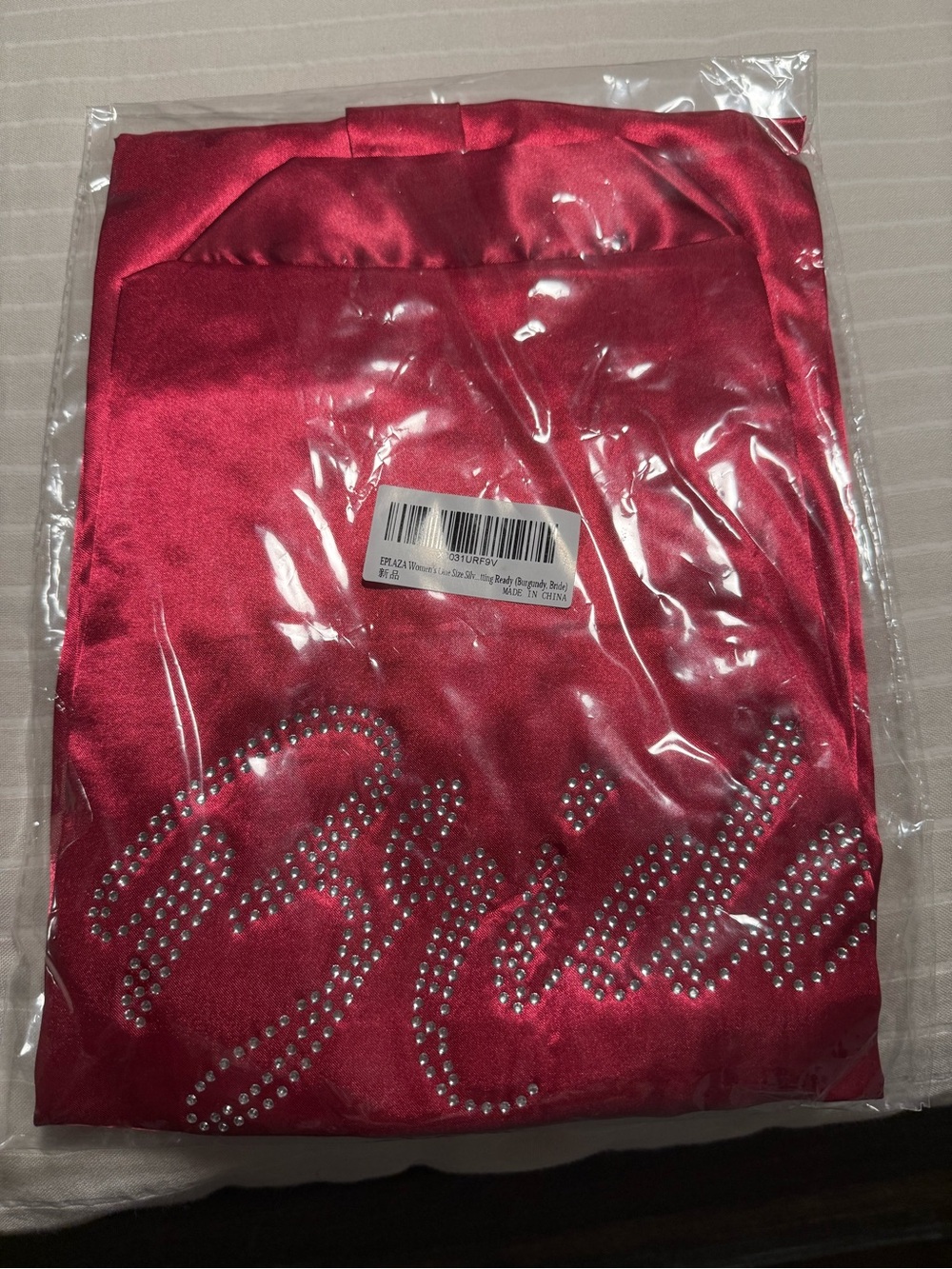 Amazon Women's Satin Robe in Hot Pink with Rhinestone 'Bride' Script